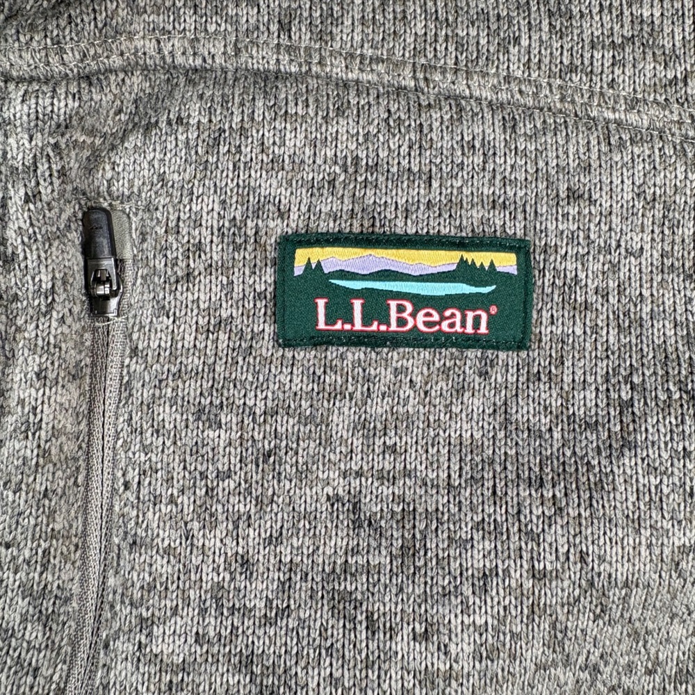 LL Bean Sweater Fleece Jacket Mens M Gray Full Zip 504938 Slightly Fitted - Picture 4 of 8